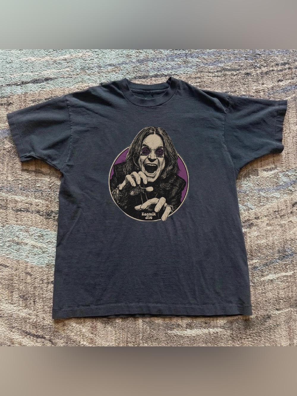 Vintage Ozzy Osbourne Heavy Metal Rock Portrait Gildan Black Graphic T-Shirt
